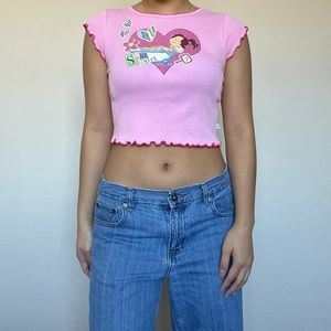 Pink Baby Tee w/ Lettuce Trim